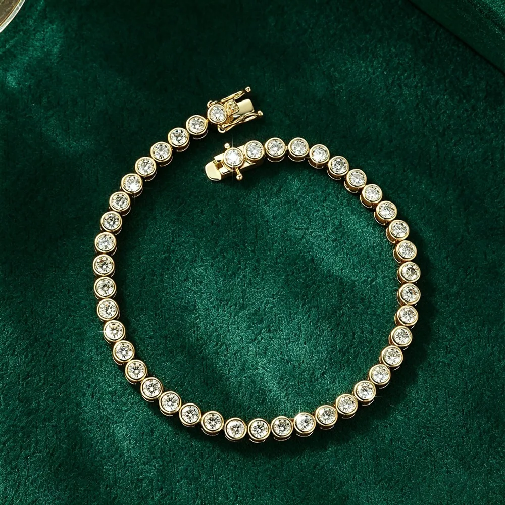 Lnngy 3MM 0,1CT Moissanit-Tennisarmband für Damen, exquisites 14K Gold gefülltes rundes Bubble-Lab-Diamant-Armband, Schmuck – Detail 3