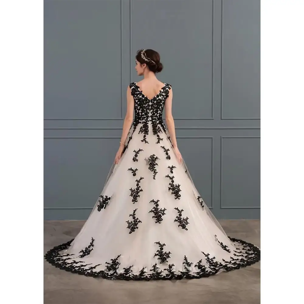 New Ball-Gown Wedding Dress V-Neck Bride Dresses Court Train Lace Tulle Elegant And Pretty Women's Dresses Vestidos Para Mujer