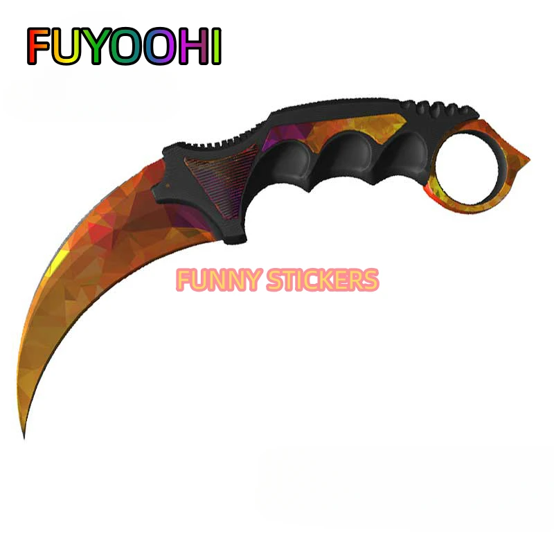 FUYOOHI CS GO Karambit 나이프 자동차 스티커 노트북, 모든 평평한 부드러운 표면 장식에 적합 