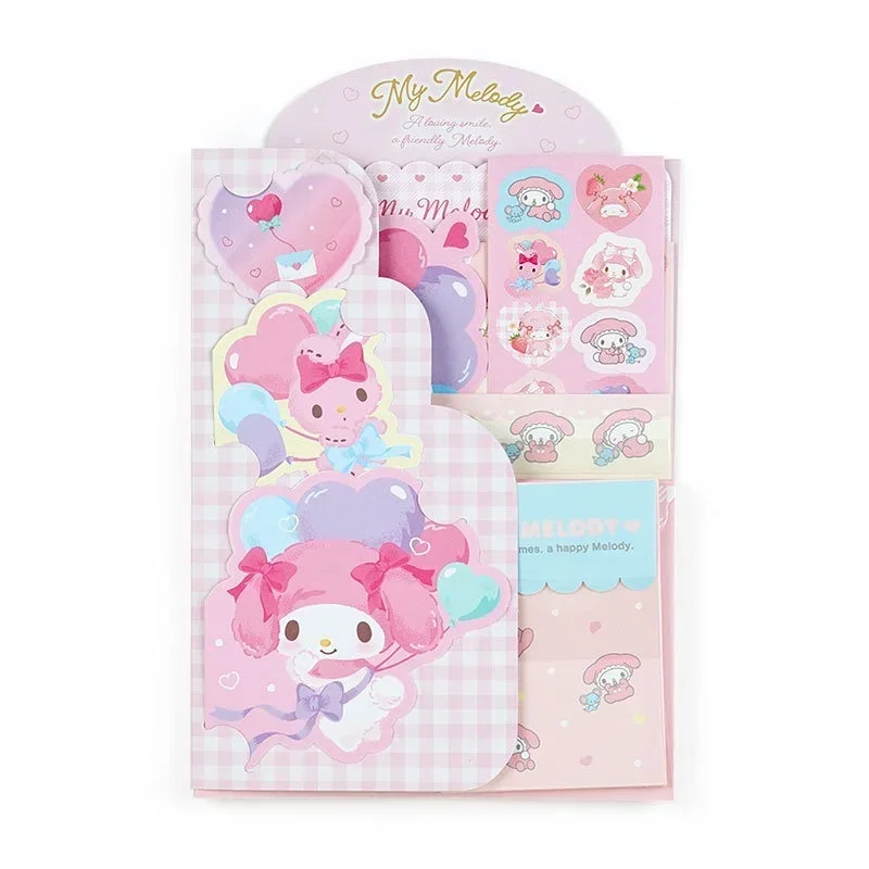 Anime Sanrioed My Melody Hellokittys Kuromi Cartoon Envelope Letter Paper Set Cute Handbook Note Paper Kawaii Stickers Kids Gift