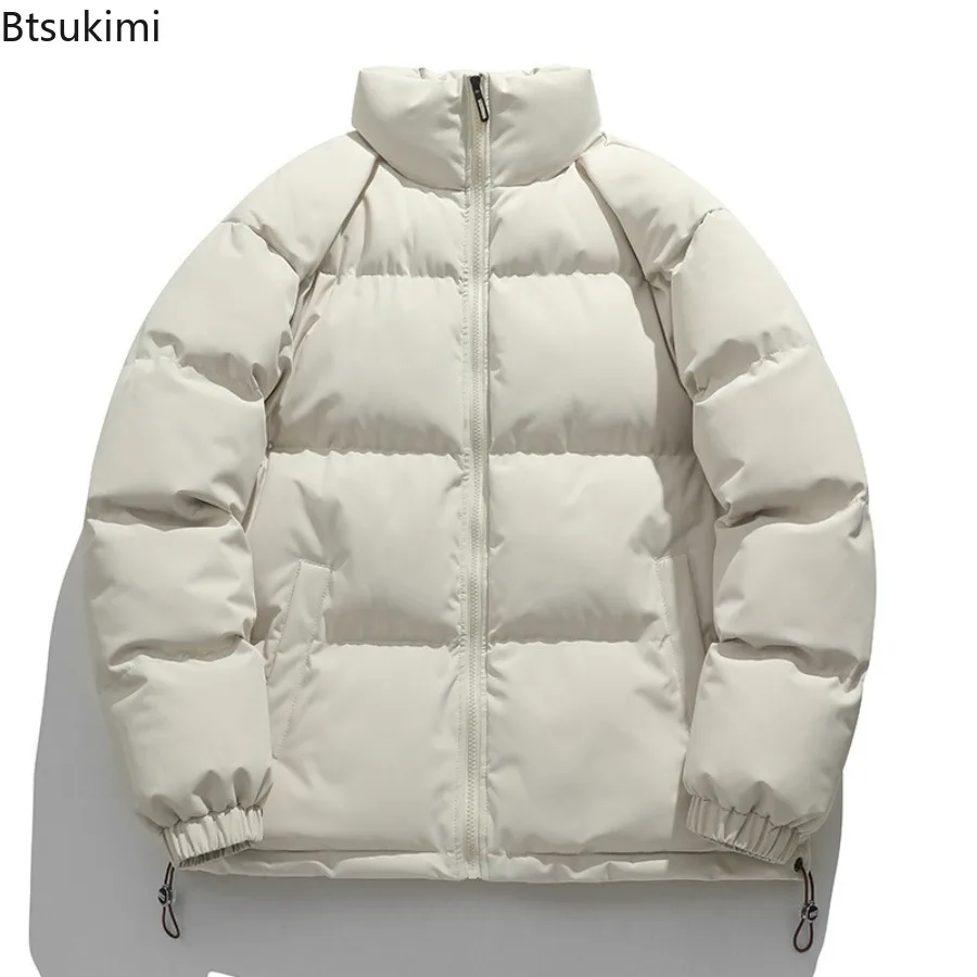Couple's Winter Thick Cotton Jacket Casual Simple Loose Stand Up Collar Parkas High Street Trendy Cotton Jacket Coats for Unisex