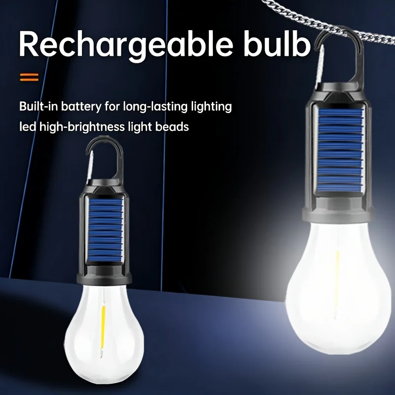 4/6/10 Pack Portable Emergency LED Bulb, USB & Solar Dual Charging, 3-Level Brightness, Ideal for Camping, Power Outage, Stall, RV, Job Site Lighting, Great Gift for Outdoor Lovers & Home Use