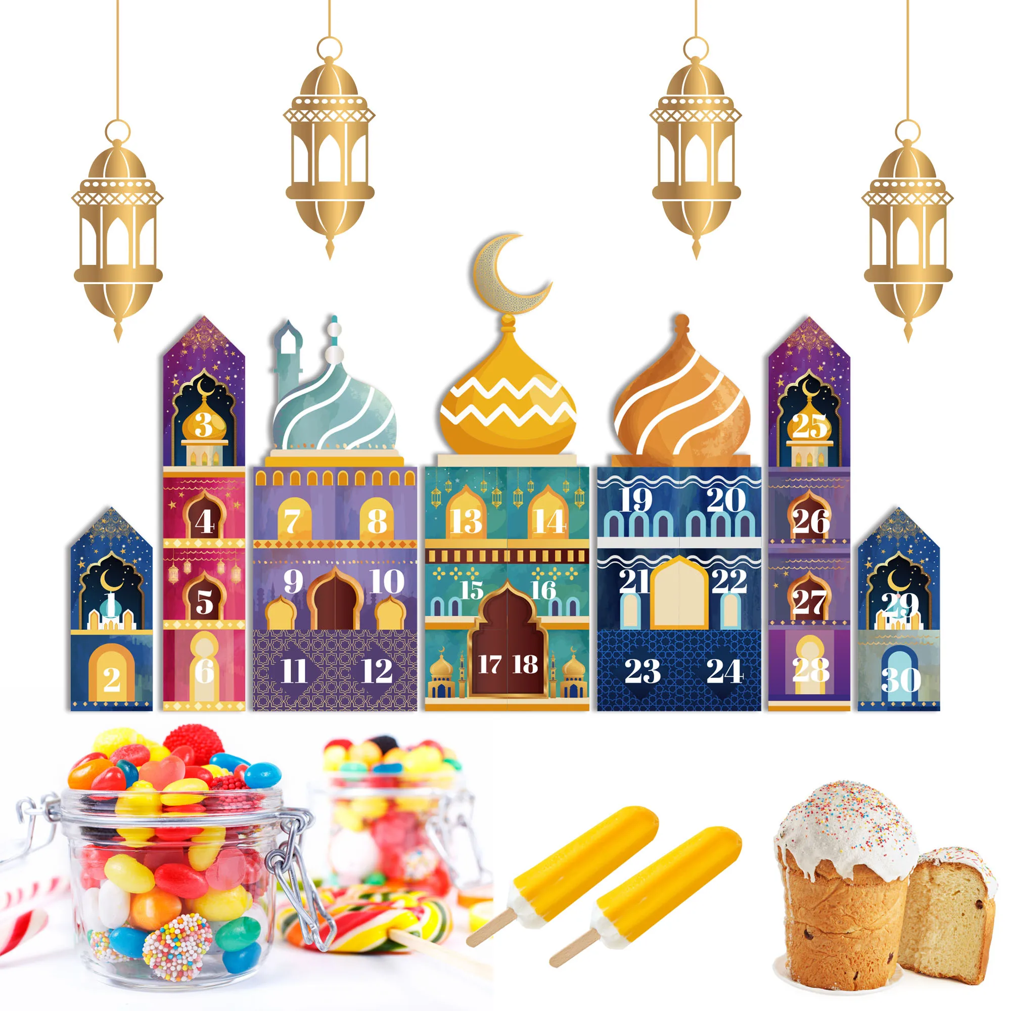 Ramadan Decorations 30 Days DIY Eid Mubarak Countdown Calendar Advent Ramadan Gift Box Ramadan Mubarak Cardboard Number Box