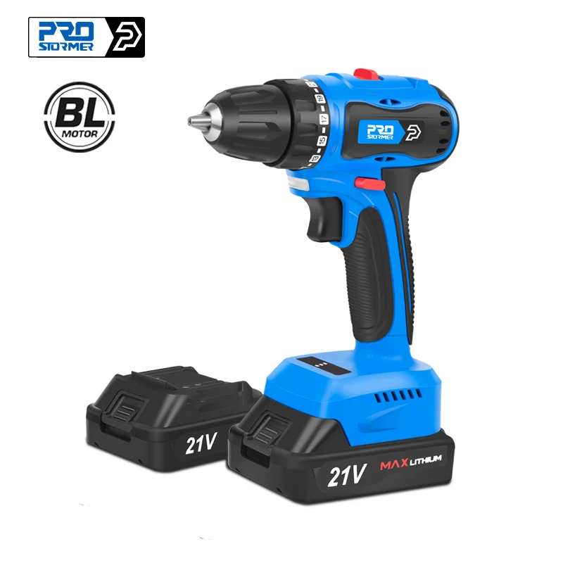 40NM Brushless Mini Electric Drill Screwdriver Cordless 21V 2000mAh Battery Electric Screwdriver 5 Bits By PROSTORMER