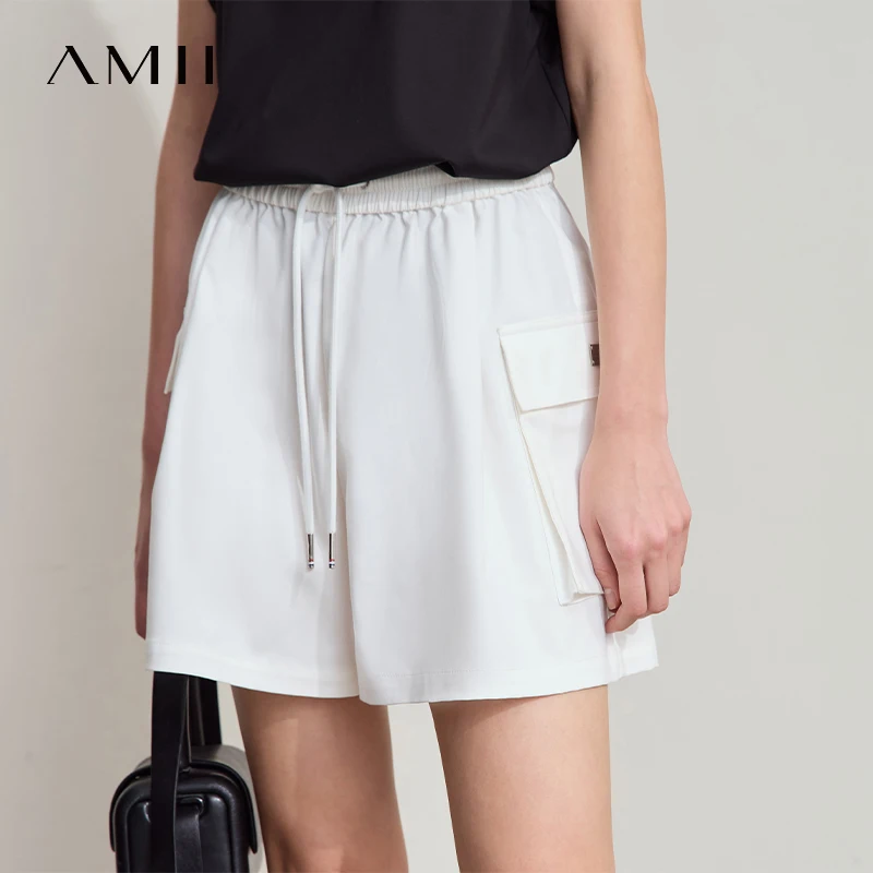 AMII Minimalist New Summer Shorts Women With Rope Straps Loose Pants Utility Style Pockets Casual Cool Handsome Shorts 12522041