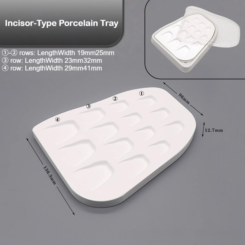 

Dental Lab Glazing Tray & Porcelain Mixing Palette 20-well/Multi-well/Incisor-shaped Dental Porcelain Mixing Palette with Lid