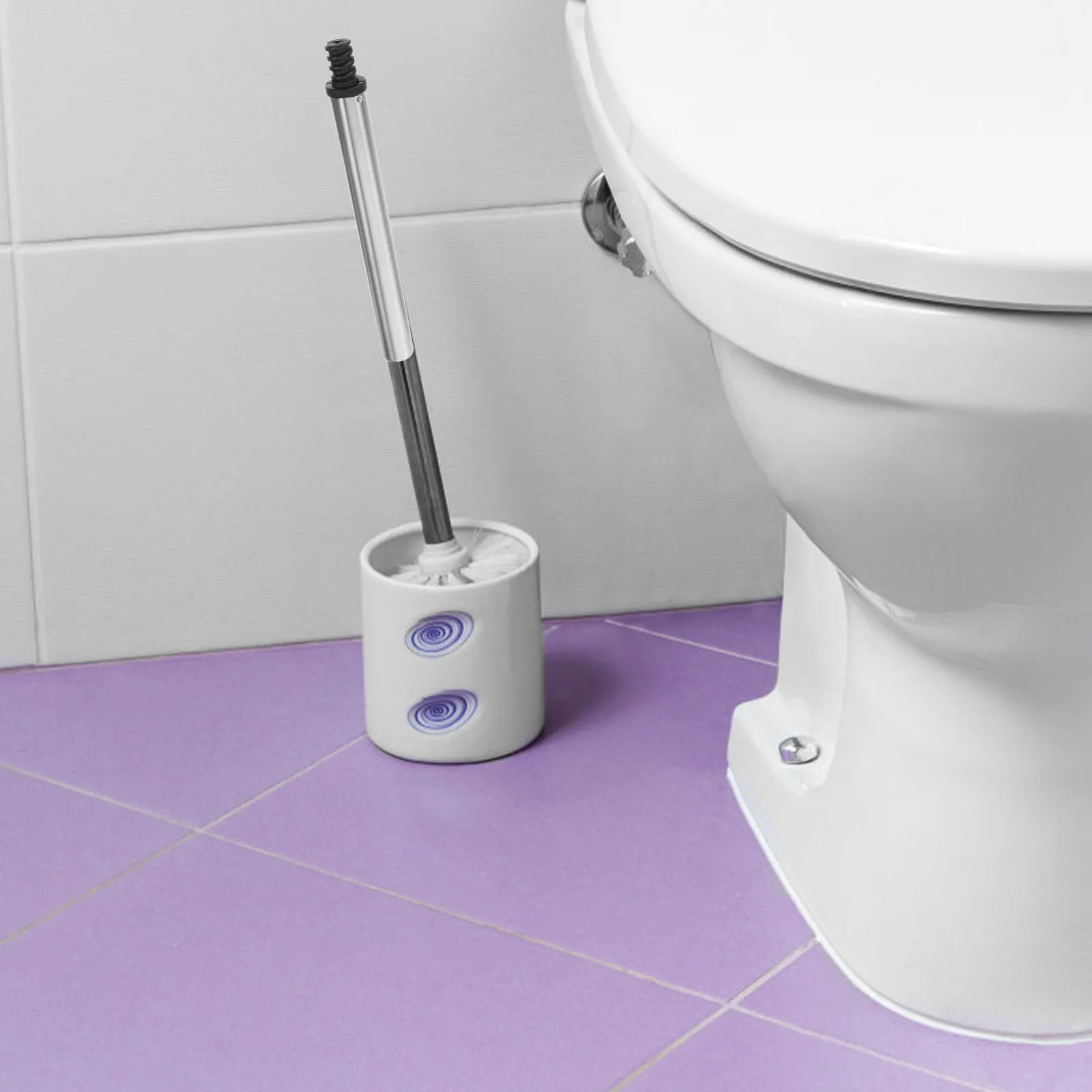 ด้ามแปรงขัดห้องน้ำสแตนเลส 2 ชิ้น ทนทาน อะแดปเตอร์หัวแปรงแบบล็อคอัตโนมัติ ข้อต่อสกรูสำหรับห้องน้ำ