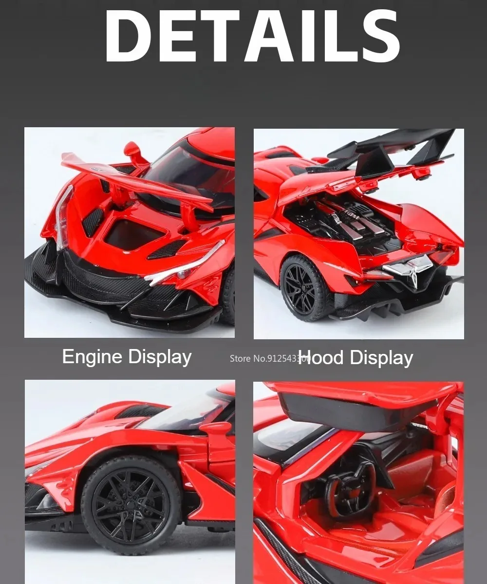 Maßstab 1:32 Apollo EVO IE Automodell Spielzeug Metalldruckguss Zurückziehen Super Cars Türen Geöffnete Fahrzeugmodelle Beste Geschenke für Kinder – Detail 21