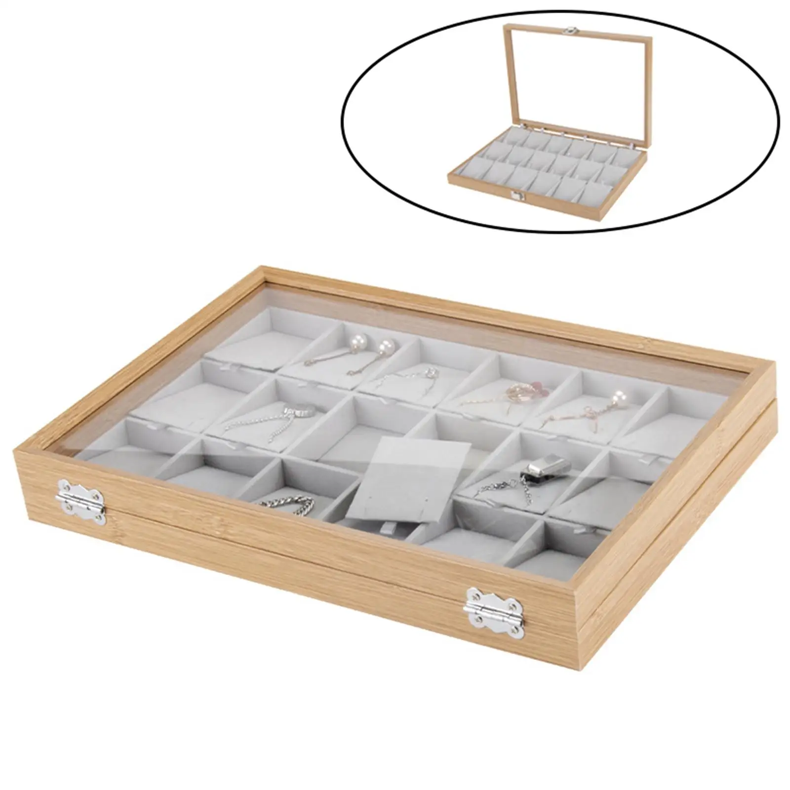 

18 Grids Earrings Necklace Stand Jewelry Display Storage Organizer Box