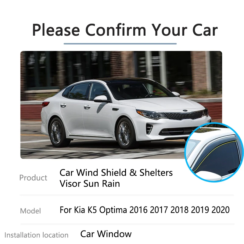 4x Window Visors For Kia K5 JF Optima 2016 2017 2018 2019 2020 Car Side Rain Sun Wind Shield Deflectors Guards Trim Accessories