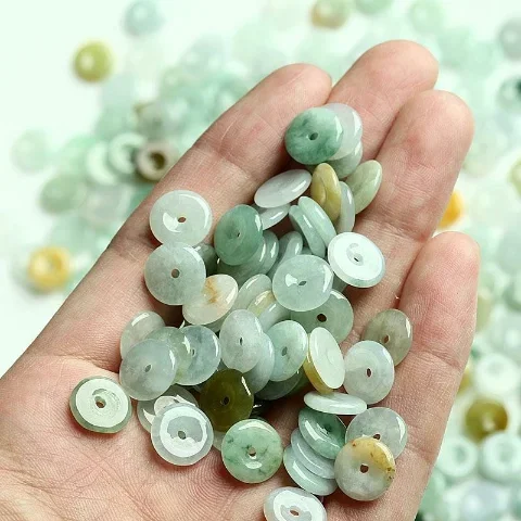 10PC Natural Jade Emerald Safety Buckle 10mm Bead Accessories DIY Bangle Charm Jewellery Fashion Hand-Carved Luck Amulet