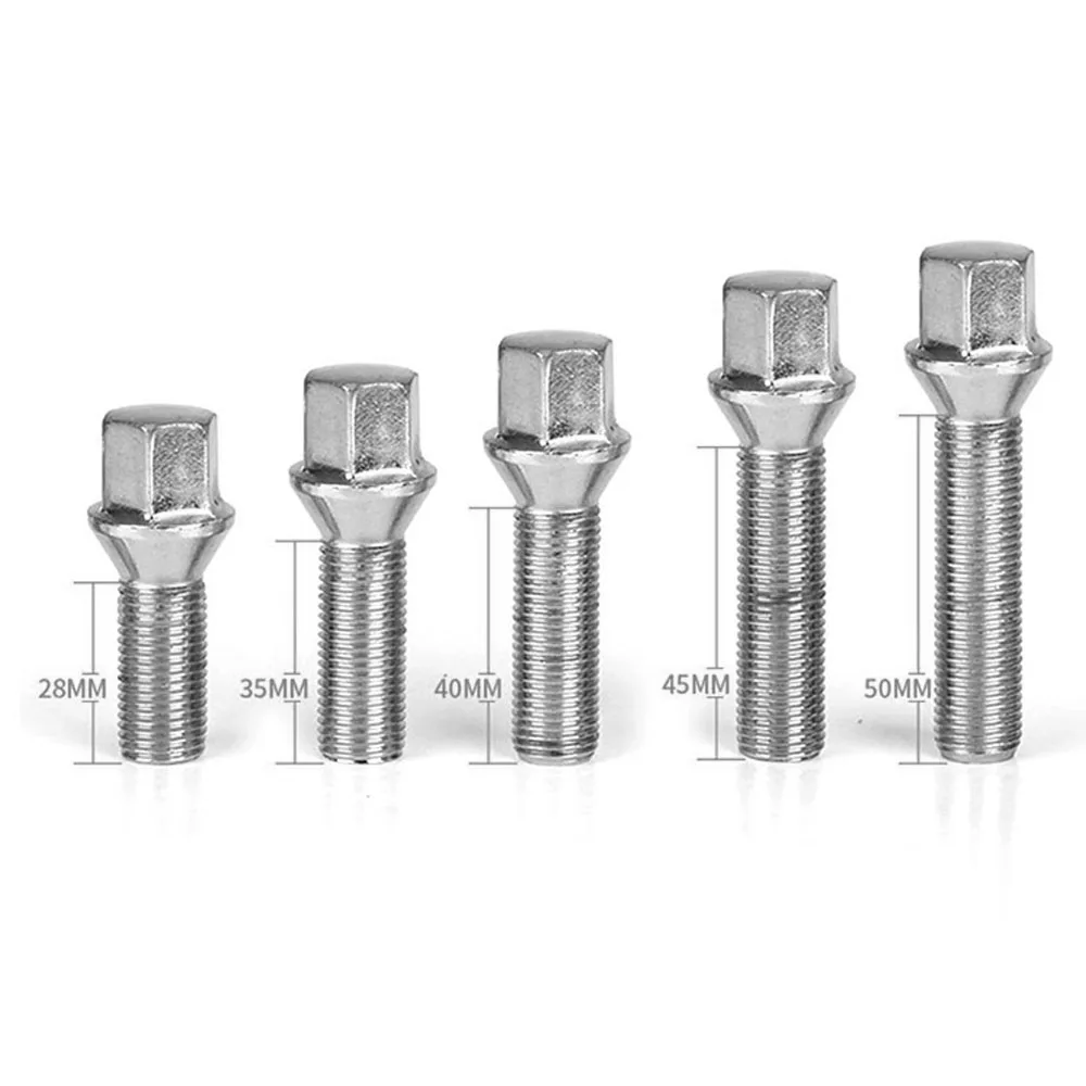 AOSU 10PCS Nuts Suit For BMW x1x3x5x6x73series 28/35/40/45/50mm Lengthen Steel Wheel Bolts M14 x 1.5 M12*1.5 M14*1.25 M12*1.25