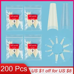 200 Pieces Same Size Of Half Coffin Shape False Nail Tips Purchase Certain Sizes Fake Nail for Nail Art Paintting Prastic