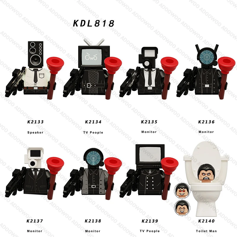 DLL001 KDL818 DJ War Damaged Skibidi Toilet Men's Doll Game Anime Building Blocks Toys TvMan Titan Bricks Model Toys Gifts view 5