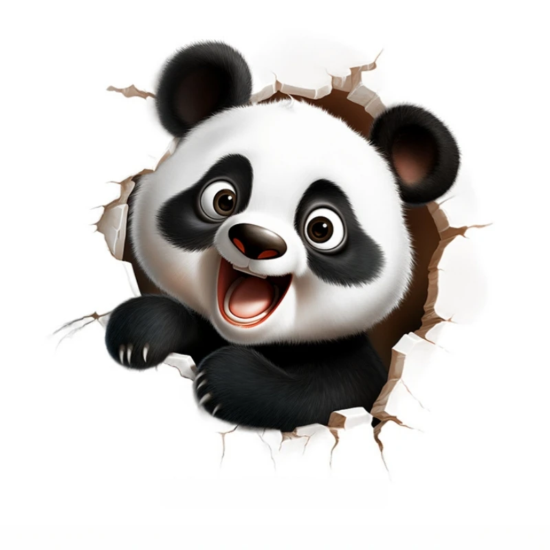 HD 3D Panda Car Stickers Scratch Covering UV Cartoon Car Body Door Stickers Personalized Creative 3D Electric Car Stickers - Image 2