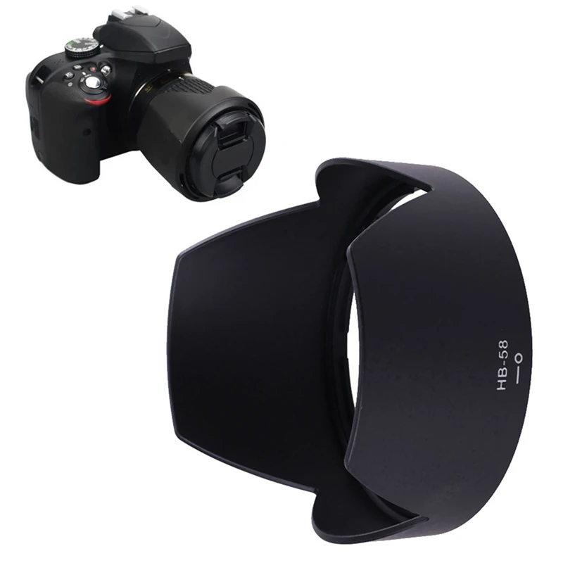 HB-58 HB58 Portable Convenient Lens Hood Black Lens Hood Plastic Lens Hood For Nikon AF-S DX NIKKOR 18-300Mm F/3.5-5.6G ED VR