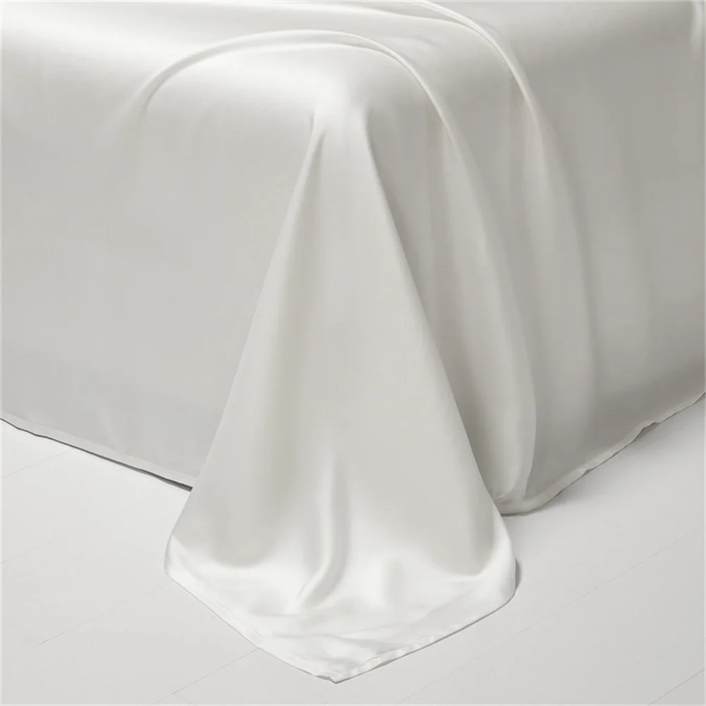 Imagem -06 - Lofuka Luxo Branco 100 Pura Seda Bedding Conjunto Beleza Dupla Rainha Rei Quilt Capa Folha Plana Fronha para o Sono Saudável