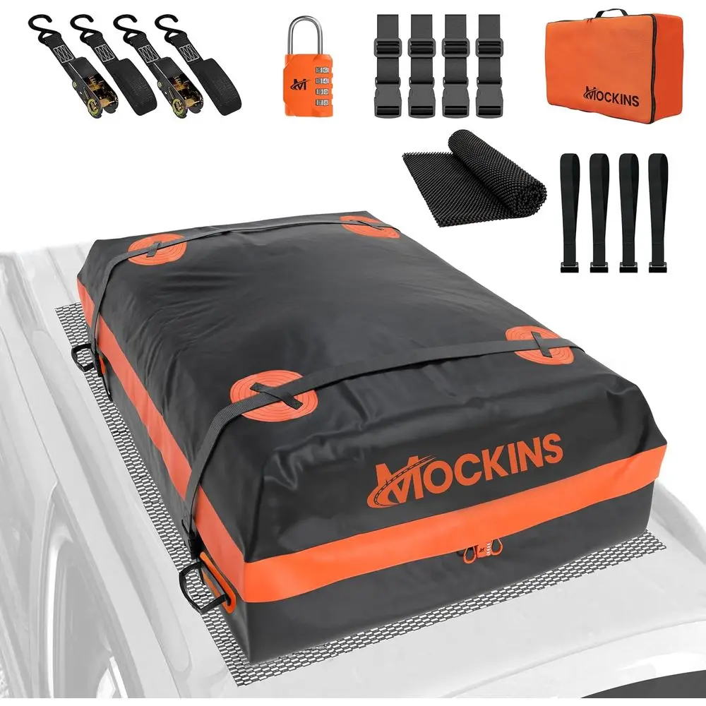 

20 Cu.Ft. Roof Cargo Bag for Top of Car | 53"x40"x17" All-Weather Rooftop Cargo Carrier Bag | Abrasion-Resistant Vinyl Car Top C