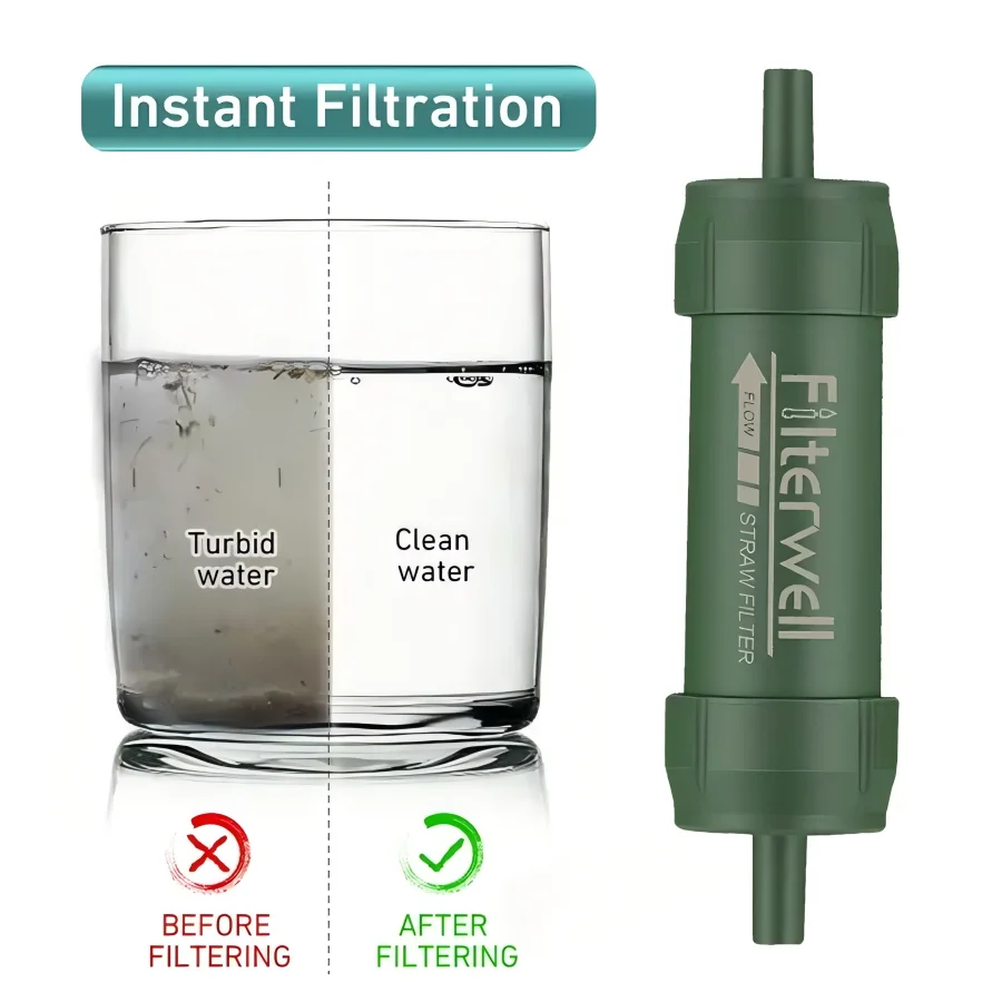 

Outdoor Mini Water Filter Straw Camping Purification Portable Hiking Water Purifier for Survival or Emergency Supplies