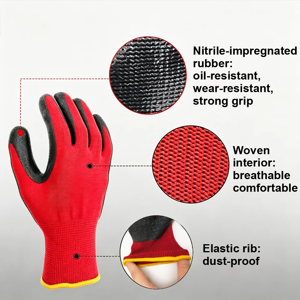 Gardening Mechanic Breathable & Lightweight with Elastic Wrist Safety Work Gloves for Men & Women