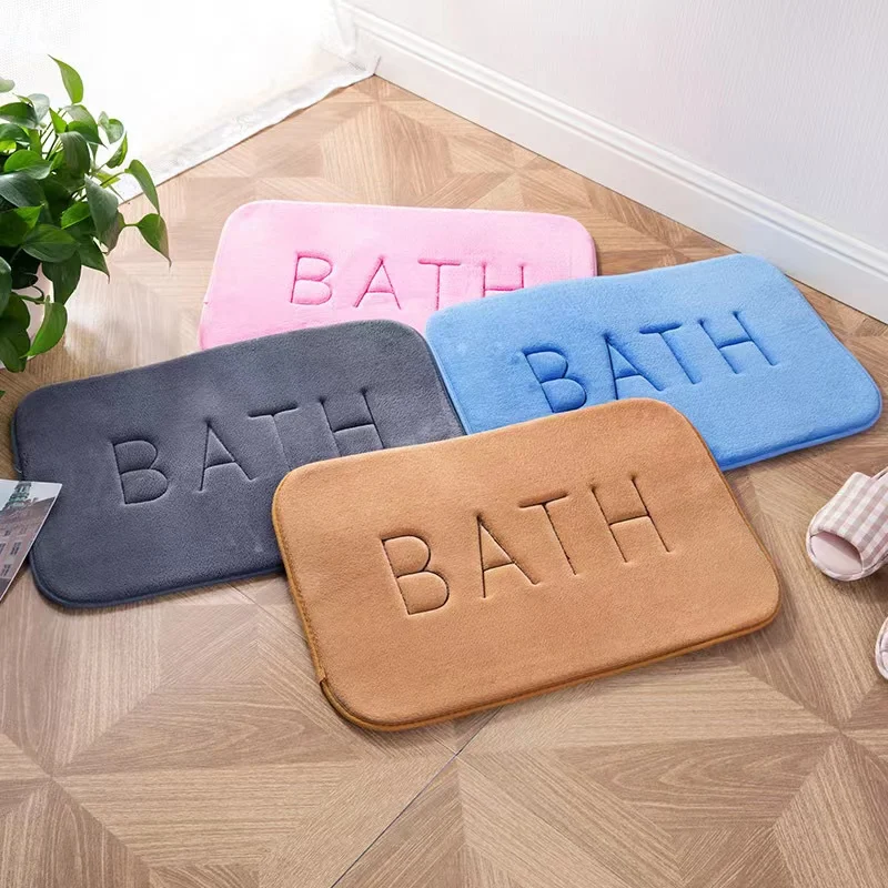 Anti Slip Mat Faux Cashmere Memory Foam Carpet Coral Fleece Super Absorbent Floor Mat Kitchen Living Room Bathroom