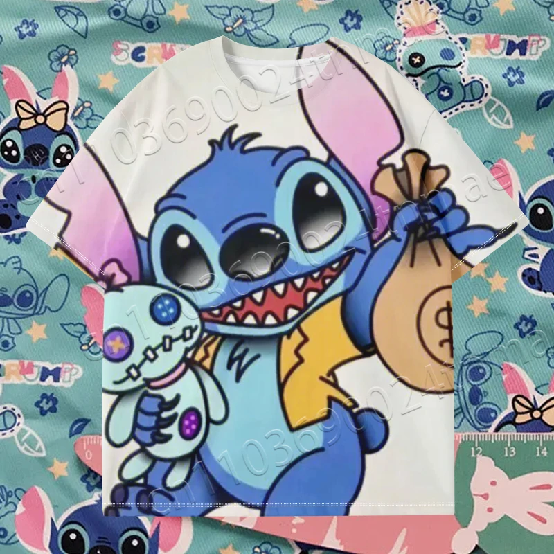 

2025 Blue Alien Stitch 3D Printed Comfort Top 100cm-160cm S-5XL Quick Drying and Breathable Baby Girl Clothes
