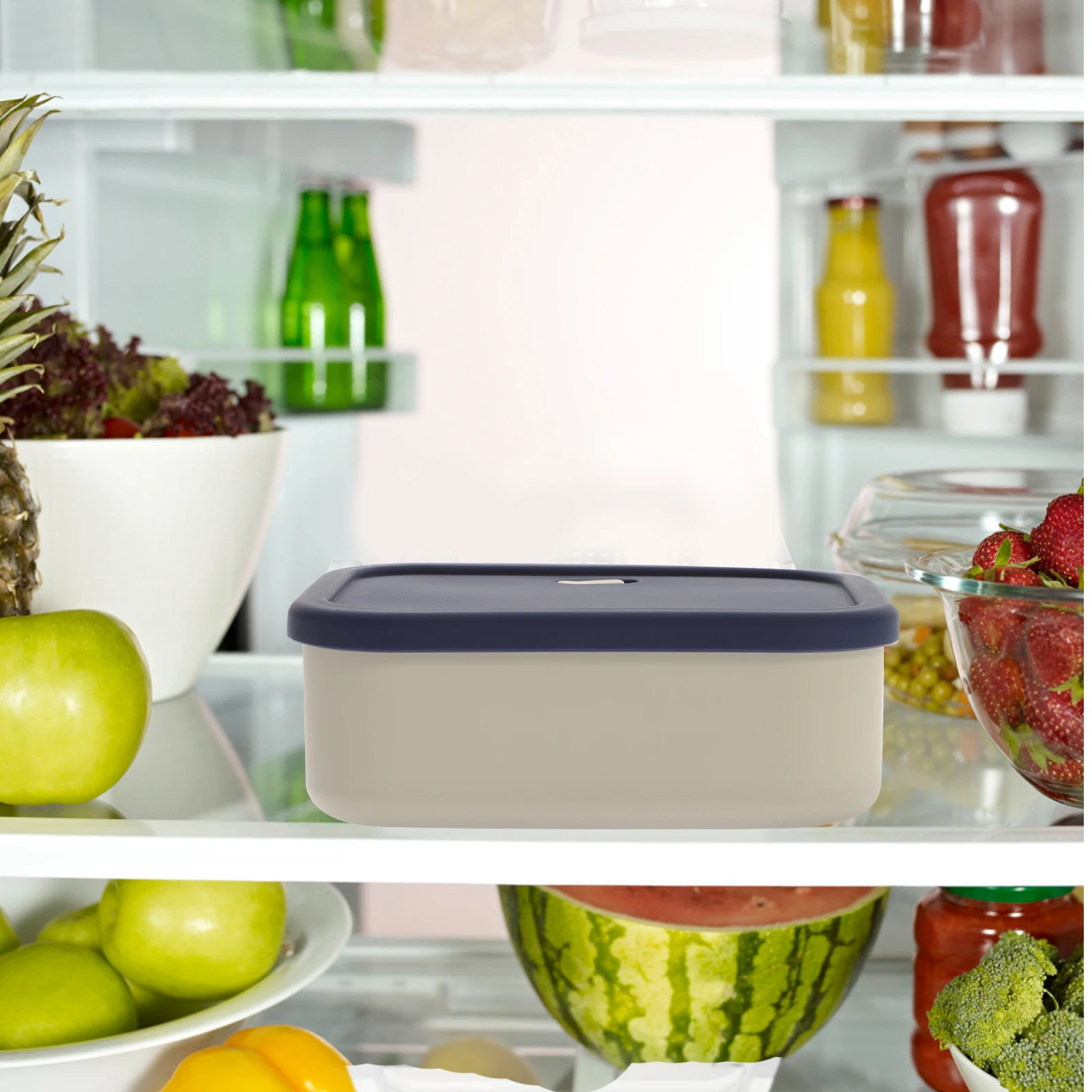 

Heating Meal Box Divided Containers Silicone Bento Blue Cover Microwave Safe Reusable Storage Compact Practical