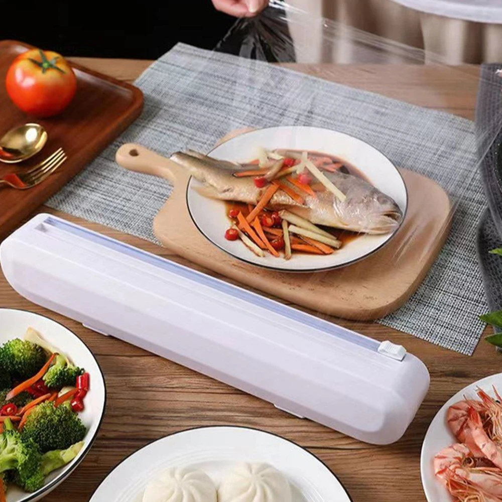 Food Film Cutting Device Kitchen Foil Holder Wrapping Paper Dispenser With Cutter Stretch Film Box Kitchen Accessories Organizer