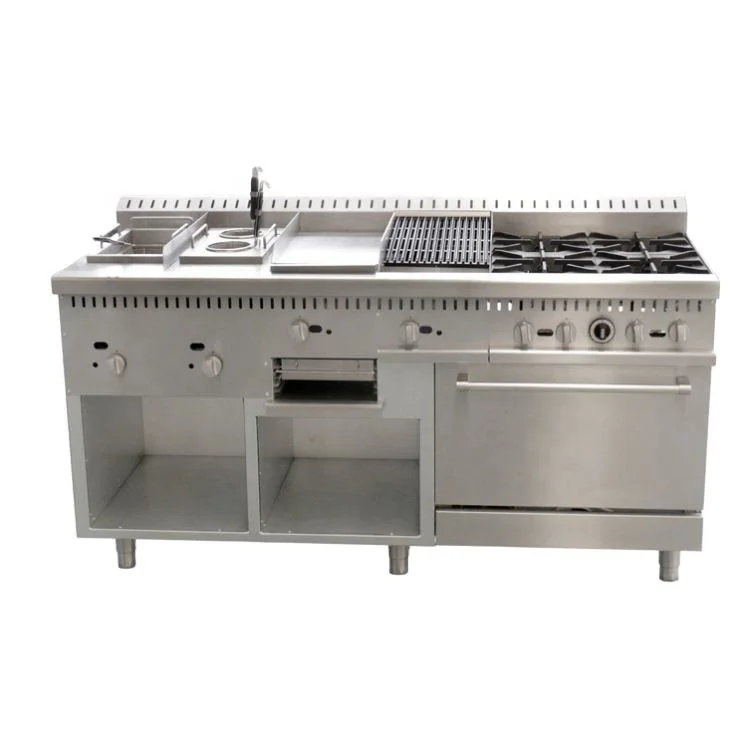 Combined Stainless Steel Furnace Multiple Stoves Natural Gas/LPG Fuel Convection Heating Adjustable Commercial Cooking Equipment
