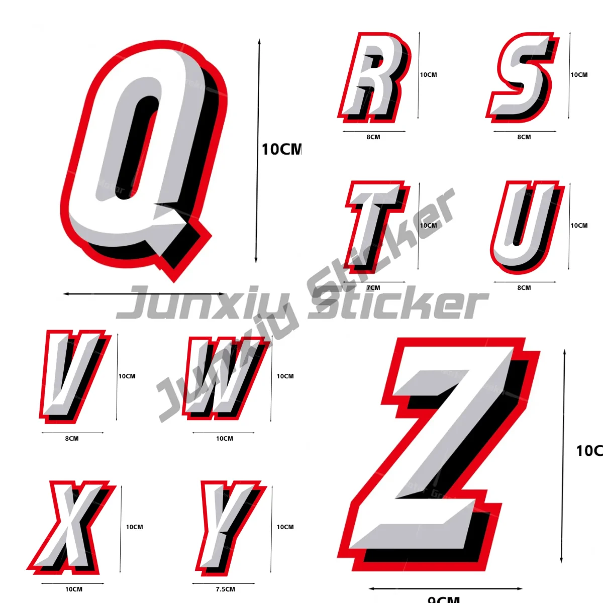 

English Alphabet I-Z Motorcycle Reflective DIY Car Sticker Accessories Vehicle Supplies Products Stylish Waterproof Decals