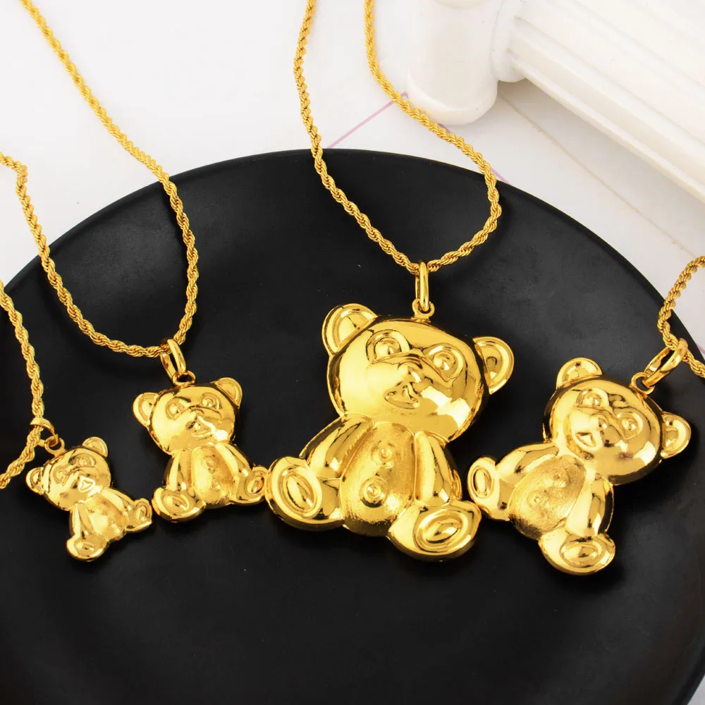Goldfarbene Bären-Anhänger, modische 18 Karat vergoldete Halskette für Herren und Damen, DIY-Schmuck, Musik, Festival, Party, Jahrestag, Geschenk – Detail 8