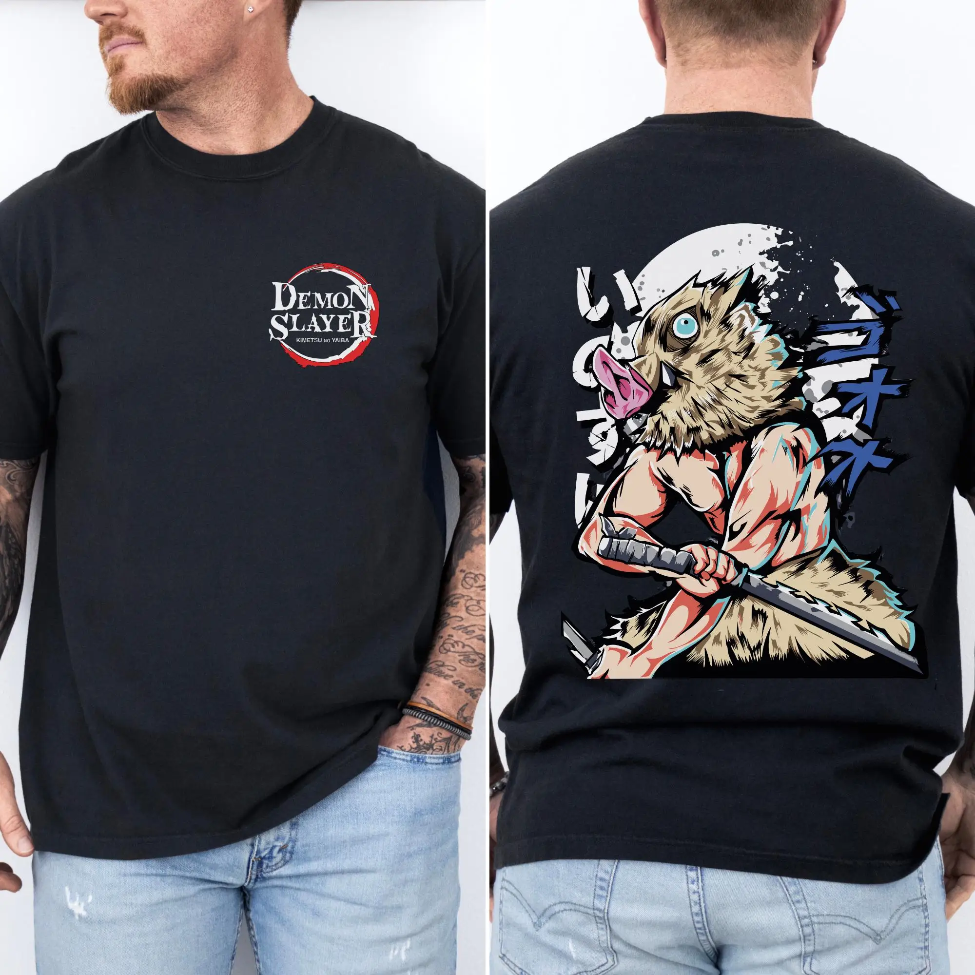 Camiseta de Algodón Nueva 2026 de Inosuke Demon Slayer, Camiseta Hashira Manga Unisex, Prenda Teñida, Regalo para Fans de Demon Slayer, Anime