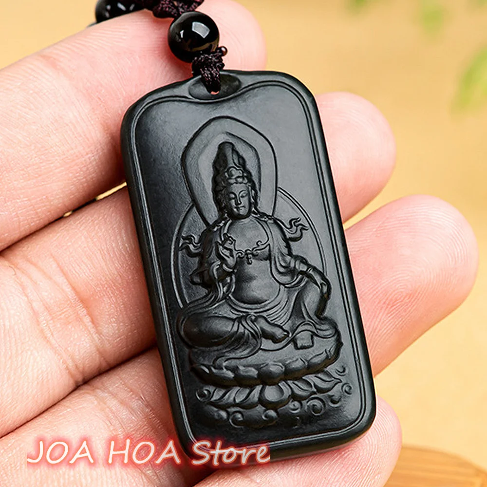 

Natural Old Material Hetian-Jade Rare Ink-jade Guanyin Jade Pendant Buddha Statue Men Women Jade-card Necklace Chain Jewelry