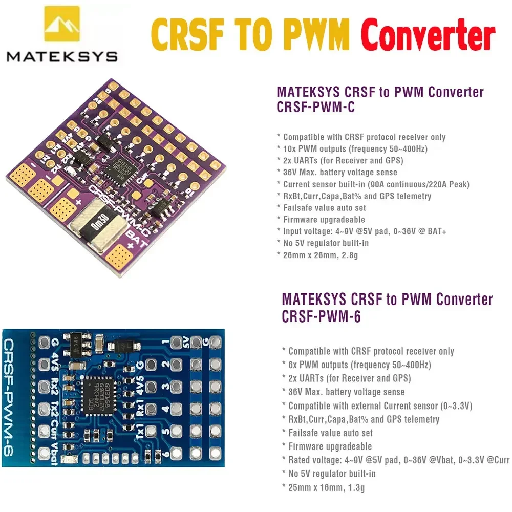 MATEK CRSF TO PWM Converter CRSF-PWM-6 CRSF-PWM-C for TBS Crossfire Nano RX SE DIY Parts