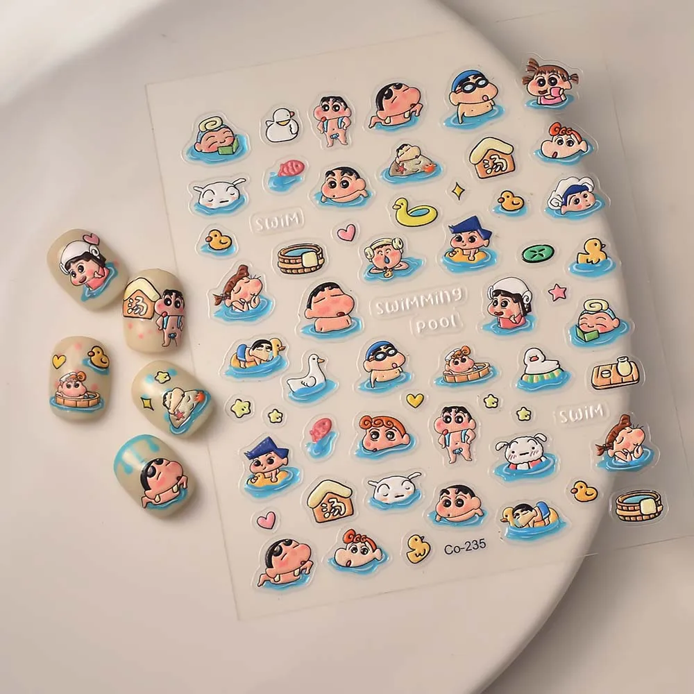 

Japanese anime Crayon Shin-chan Nail Stickers Nail Art Accessories Cartoon Nail Art Supplies Cute Kids 5D Stickers Nail Parts