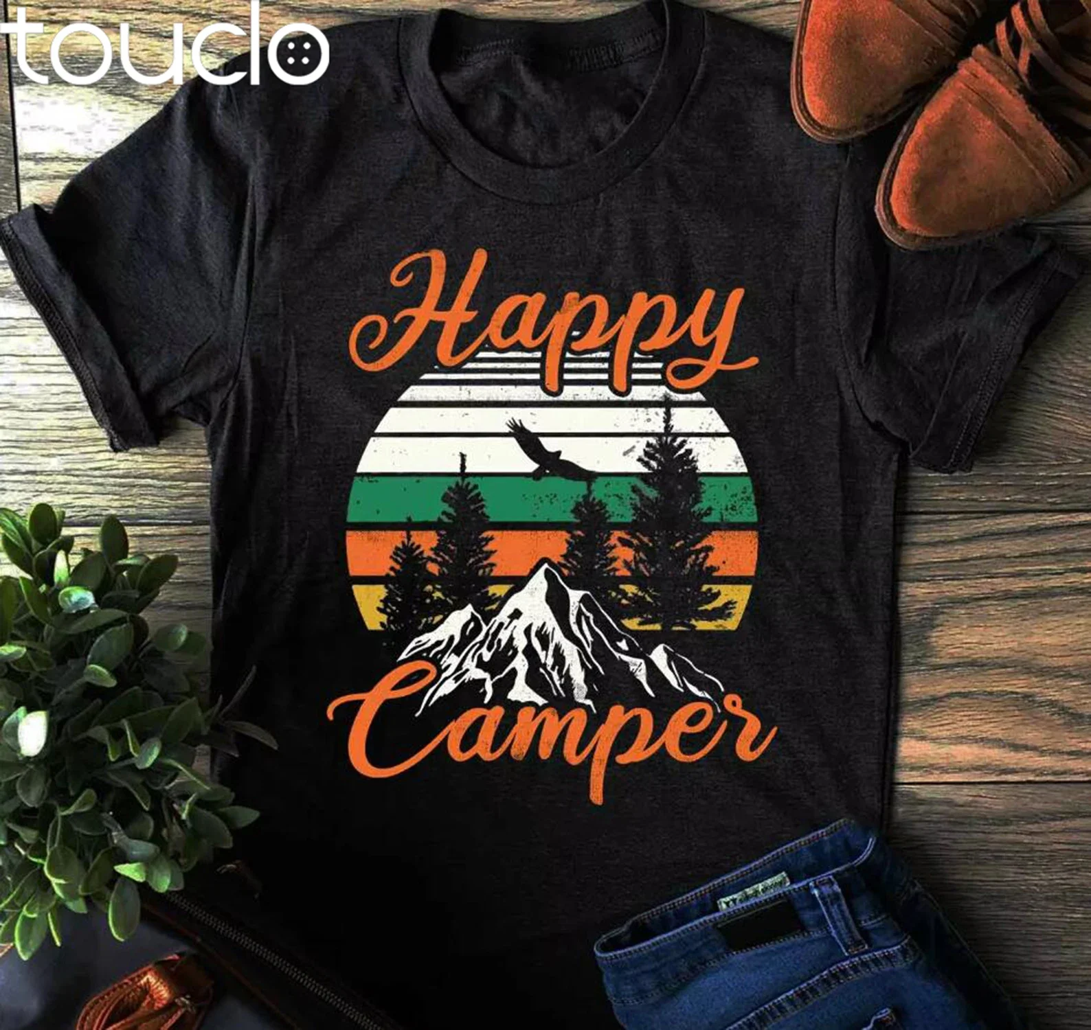 Camiseta Happy Camper Camping Team para hombre y mujer