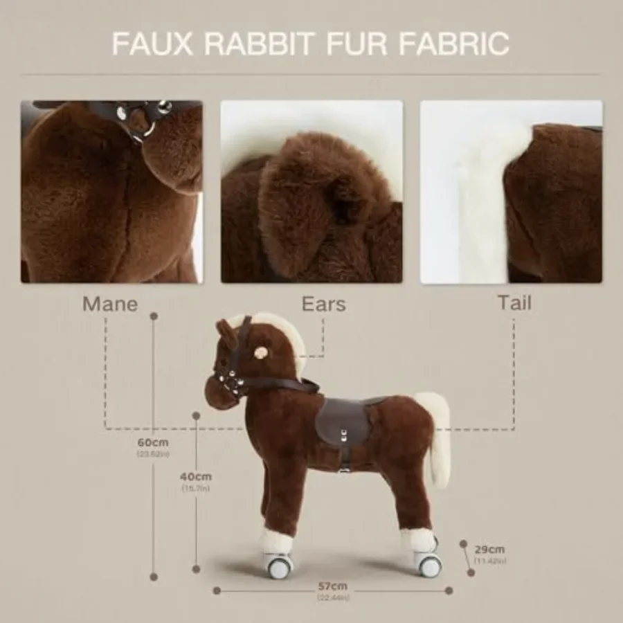 Konik do jeżdżenia dla malucha, mechaniczny konik do jeżdżenia, pluszowa zabawka w kształcie zwierzęcia, konik na biegunach, konik na biegunach dla