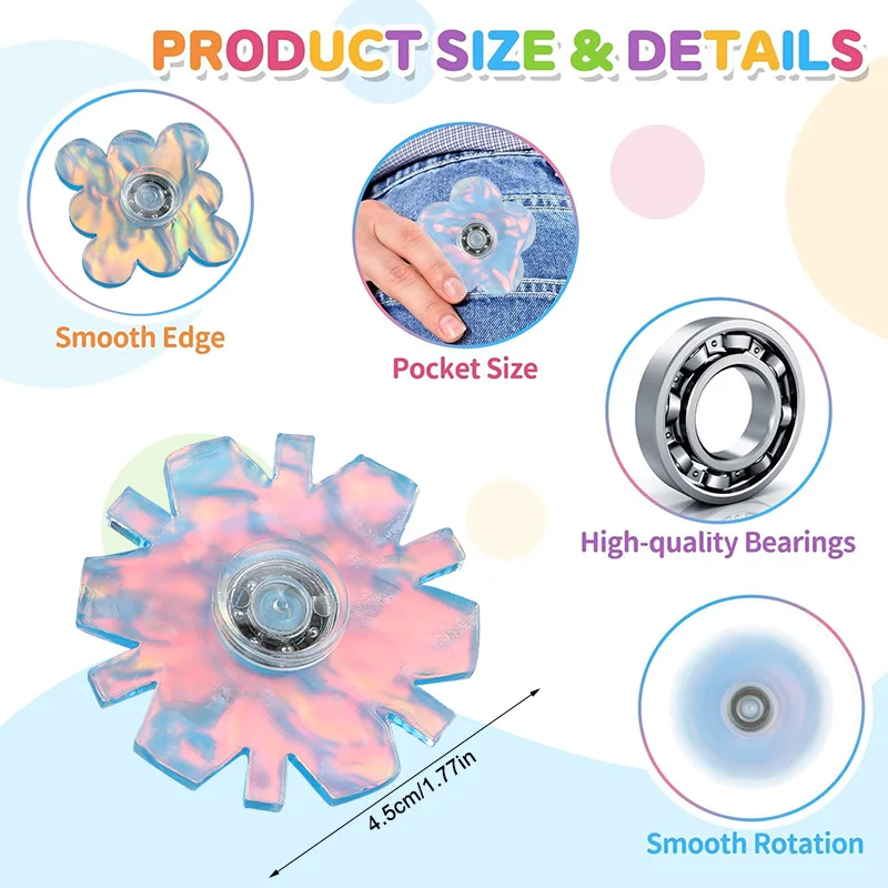 

10pcs Random Plastic Laser Snowflake Fingertip Gyroscope Stress Relief Toy Christmas Winter Decorations Fidget Gifts