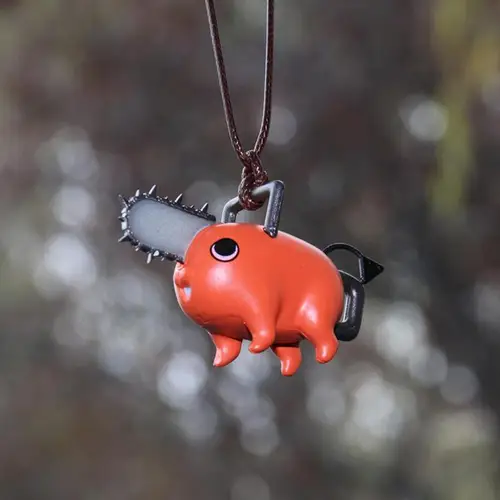 Colgante de coche práctico Pochita motosierra cachorro espejo retrovisor decoración Interior colgante forma de cachorro Mini cachorro coche colgante juguete