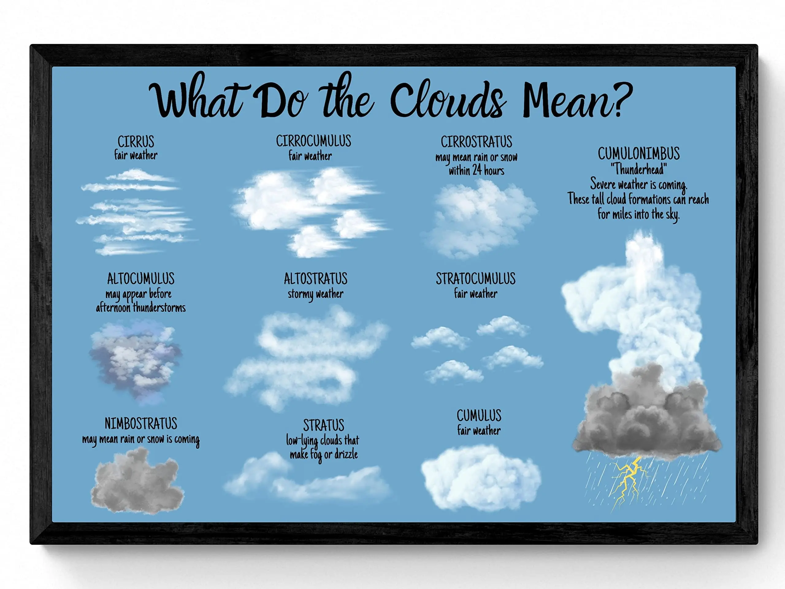 Retro Metal Tin Sign   Cloud Types Science Id Poster Weather Prediction Meteorology Spring Summer Educational Printable Nature S