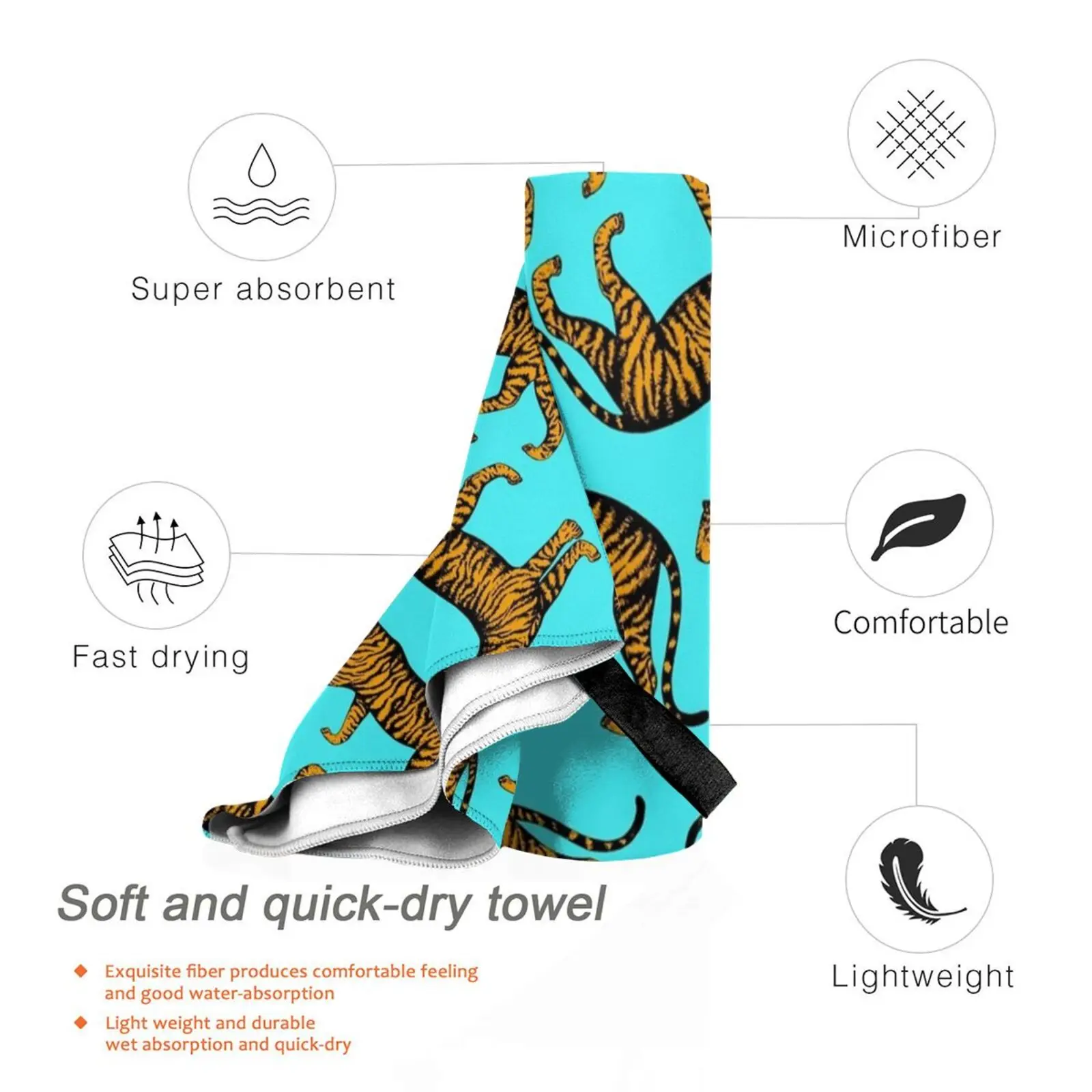 النمور (الأزرق والقطيفة) منشفة مخصصة منشفة استحمام النمر النمور النمر النمر النمر النمر النمر النمر النمر القطط #3