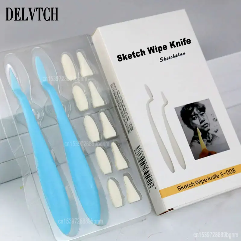 12Pcs Set Sketch Wipe Knife Art Washable Rubbing Sponge Drawing Highlight Rendering Effect Smudge Correction Clean Eraser Tool