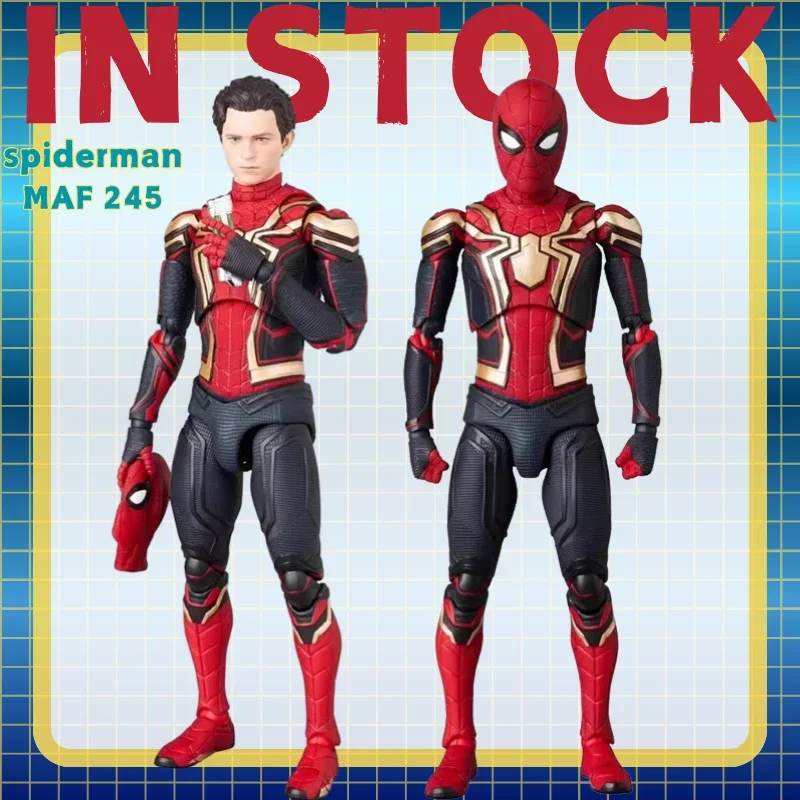 [IN Stock] MAF No.245 Spider-Man Integrated Suit 1/12 Poseable Figure  Toy with Interchangeable Heads & Web Parts