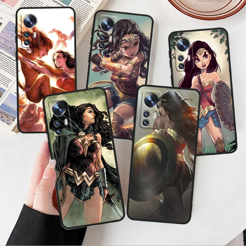 Cute Wonder Woman For Xiaomi Mi Note 10T 10S 10 9T 9 SE 8 CC9E A3 5G Lite Pro Soft Silicone Black Phone Case