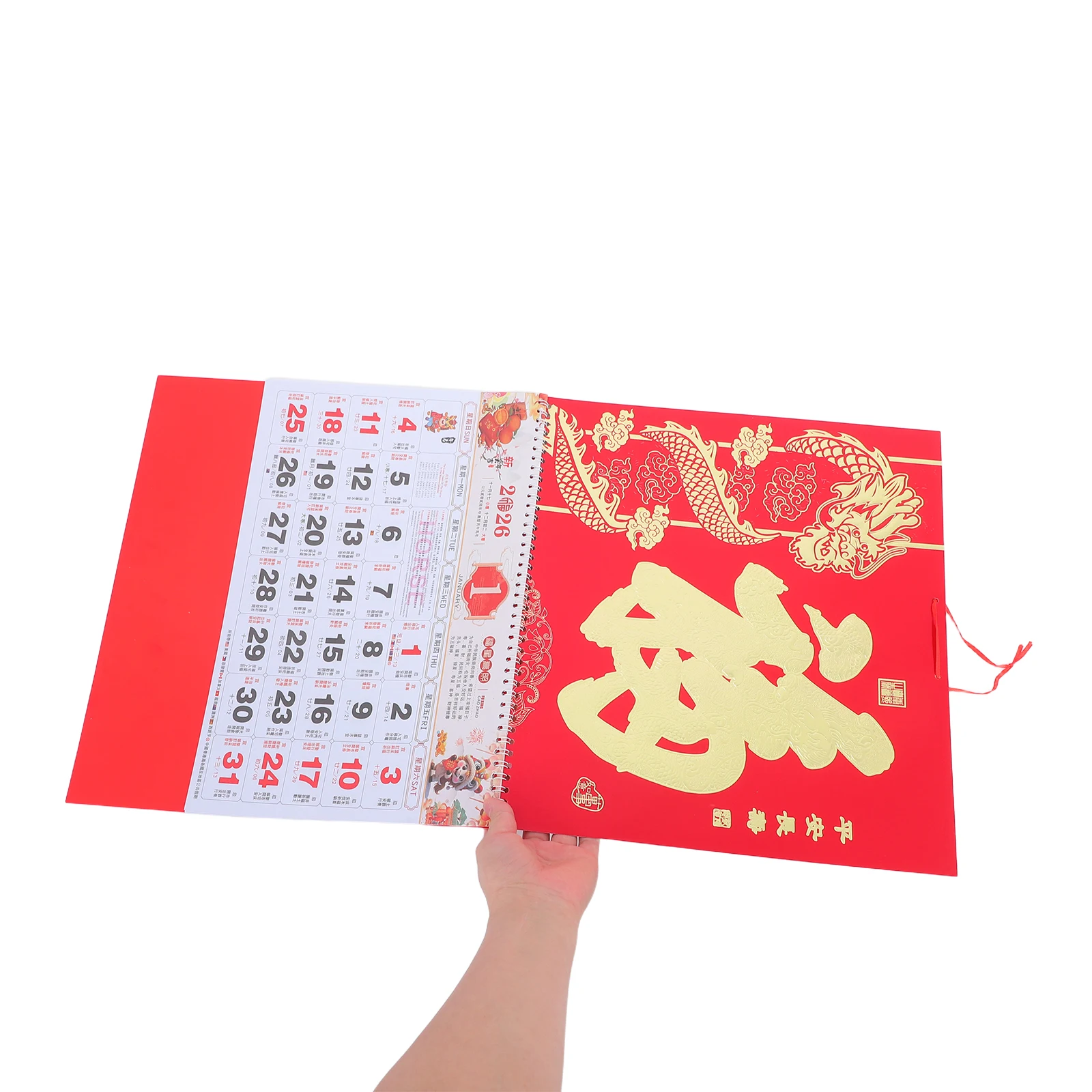 

2026 Chinese Wall Calendar Traditional Design Foil Fu Character Lunar New Year Home Office Decoration Horse Calendar