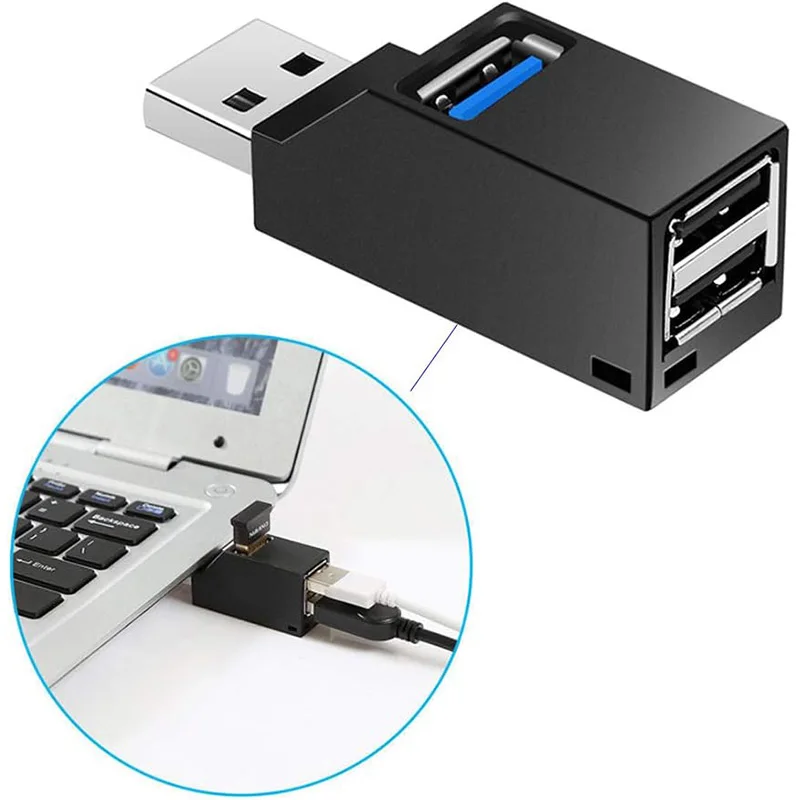 USB3.0 Hub 3 Port Mini Portable High Speed Data Transfer - Plug and Play for Connecting Mobile Hard Disk, Mouse and More Devices