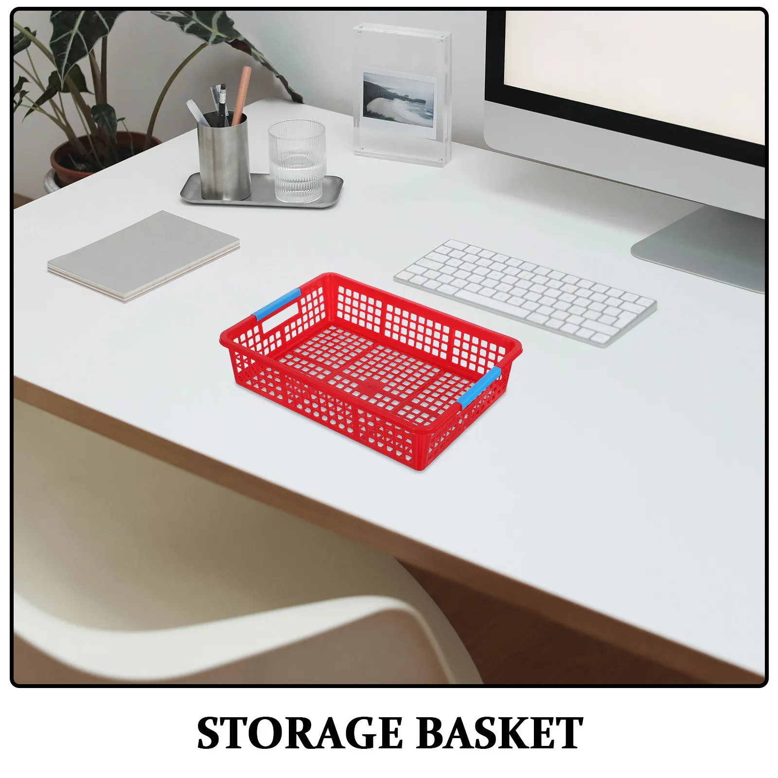 5Pcs Red Stackable Plastic Storage Basket Multi Function A4 File Organizer Desktop Desk Tidy Fruit Snack Food Container