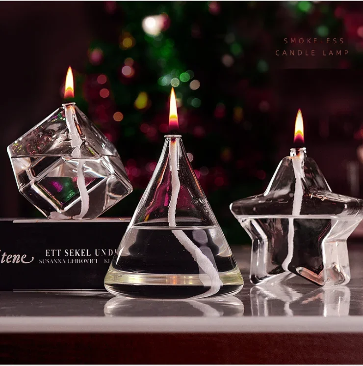 Small Glass Oil Lamp Set of 3 - Glass Art Candle Gas Lamp Living Room Decoration Thanksgiving Decoration Romantic Night Light