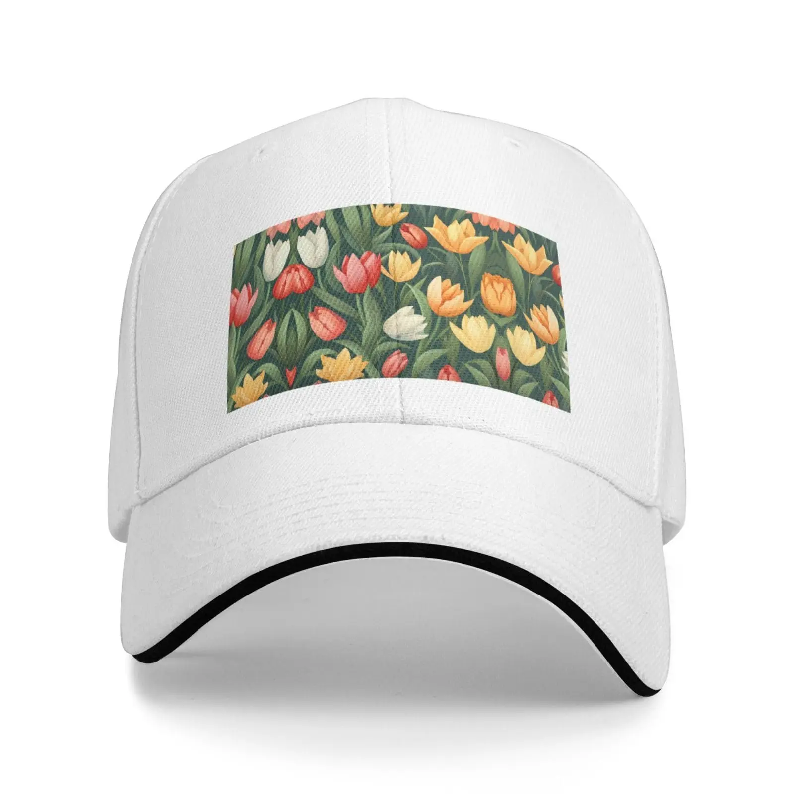 Tulips in bloom Unisex Baseball Cap Music Distressed Denim Washed Caps Hat Fashion Running Golf Gift Snapback Cap