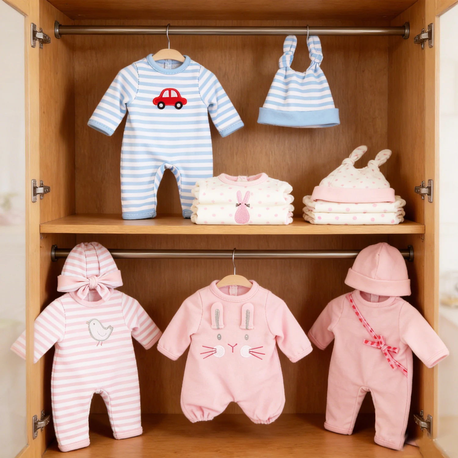 12-inch New Baby Girl Doll Clothes Cute Rabbit Car Chick Jumpsuits Pajamas For 30cm Cotton Doll Toy Accessories